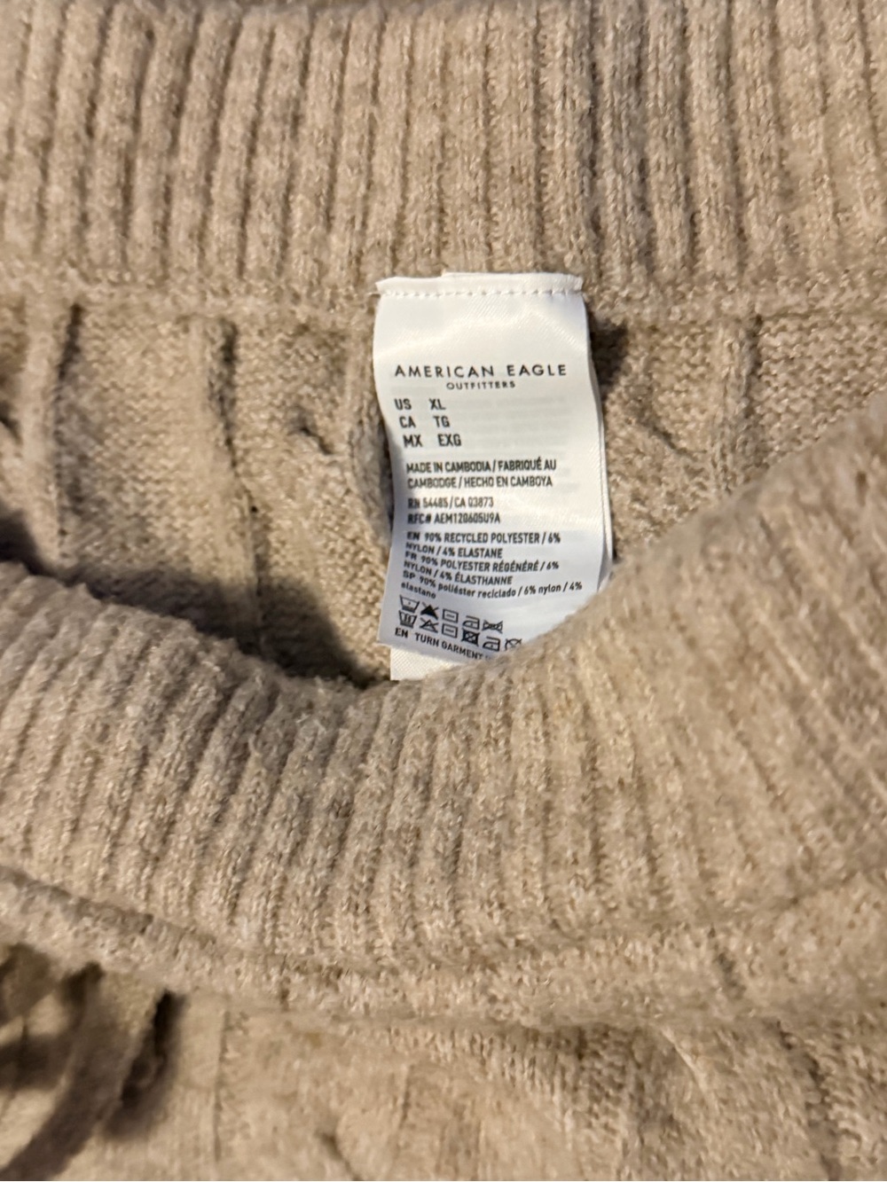 American Eagle Outfitters Beige Cable Knit Drawstring Pants - Picture 3 of 15